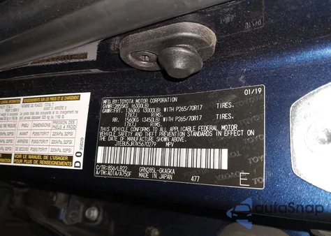 2019 Toyota 4Runner Sr5 Premium z USA, uszkodzony, nr VIN JTEBU5JR7K5670279